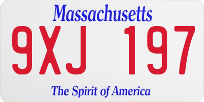 MA license plate 9XJ197