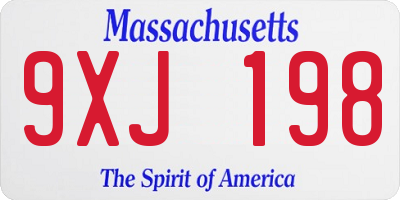 MA license plate 9XJ198
