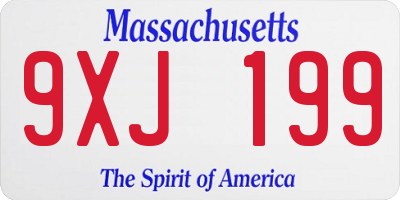 MA license plate 9XJ199