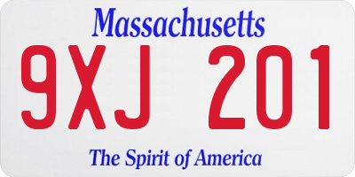 MA license plate 9XJ201