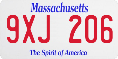 MA license plate 9XJ206