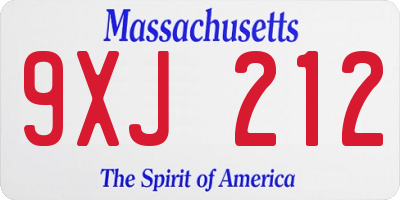 MA license plate 9XJ212