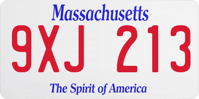 MA license plate 9XJ213