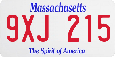 MA license plate 9XJ215