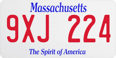 MA license plate 9XJ224
