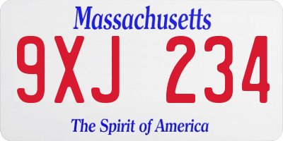 MA license plate 9XJ234