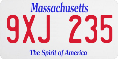 MA license plate 9XJ235