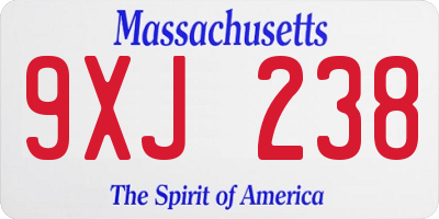 MA license plate 9XJ238