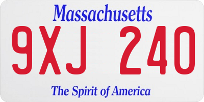 MA license plate 9XJ240