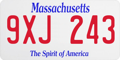 MA license plate 9XJ243