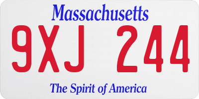 MA license plate 9XJ244