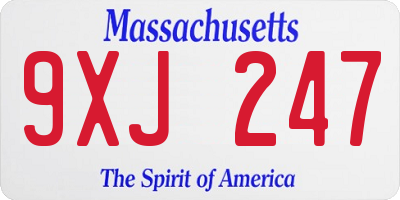 MA license plate 9XJ247