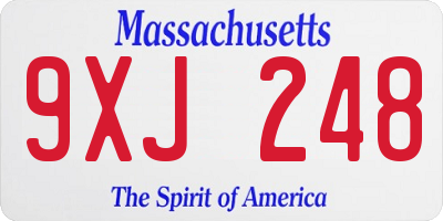 MA license plate 9XJ248