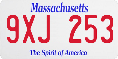MA license plate 9XJ253