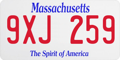MA license plate 9XJ259