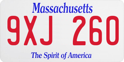 MA license plate 9XJ260