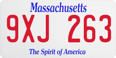 MA license plate 9XJ263