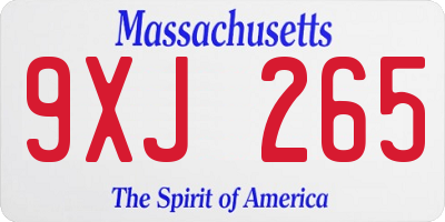 MA license plate 9XJ265