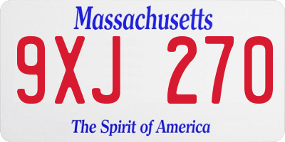 MA license plate 9XJ270
