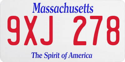 MA license plate 9XJ278