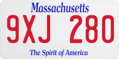 MA license plate 9XJ280
