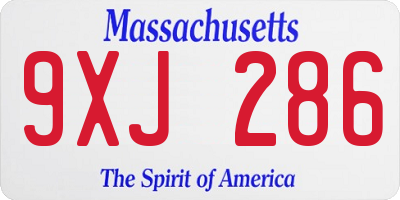 MA license plate 9XJ286