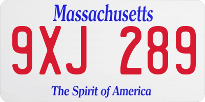 MA license plate 9XJ289