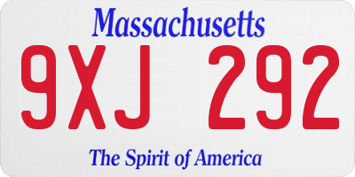 MA license plate 9XJ292