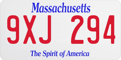 MA license plate 9XJ294