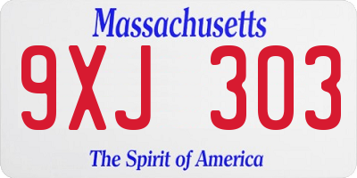 MA license plate 9XJ303