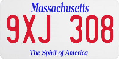 MA license plate 9XJ308