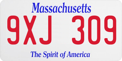 MA license plate 9XJ309