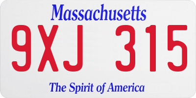 MA license plate 9XJ315
