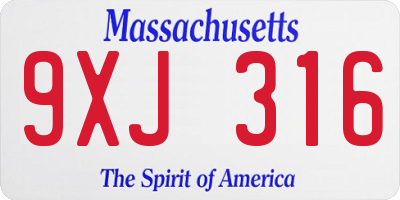 MA license plate 9XJ316