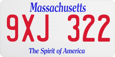 MA license plate 9XJ322