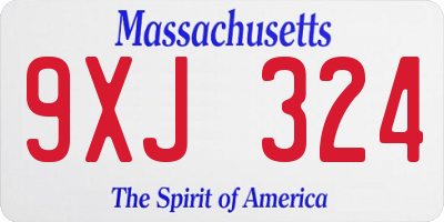 MA license plate 9XJ324