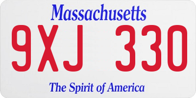 MA license plate 9XJ330