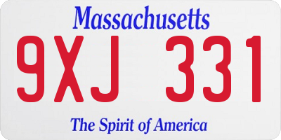 MA license plate 9XJ331