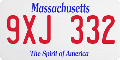 MA license plate 9XJ332