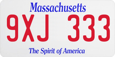 MA license plate 9XJ333