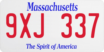 MA license plate 9XJ337
