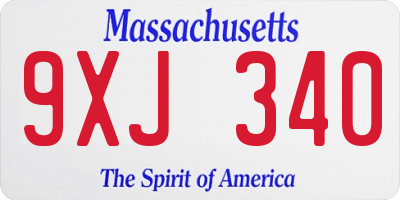 MA license plate 9XJ340