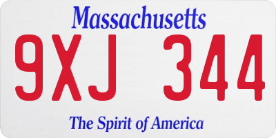 MA license plate 9XJ344