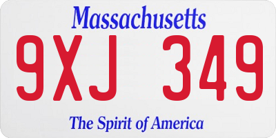 MA license plate 9XJ349