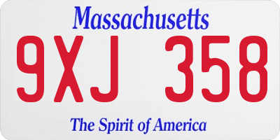 MA license plate 9XJ358