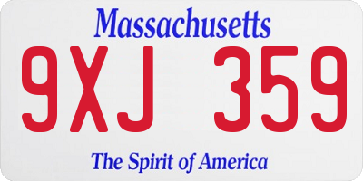 MA license plate 9XJ359