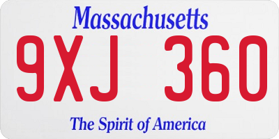 MA license plate 9XJ360