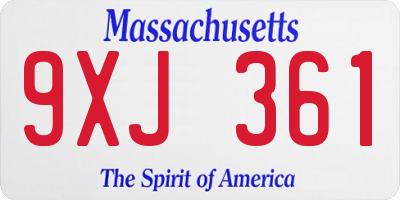 MA license plate 9XJ361