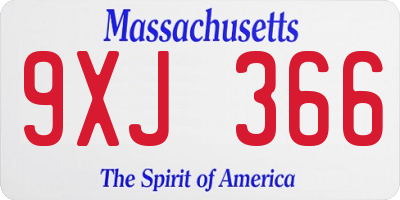 MA license plate 9XJ366