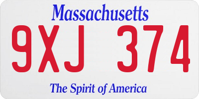 MA license plate 9XJ374
